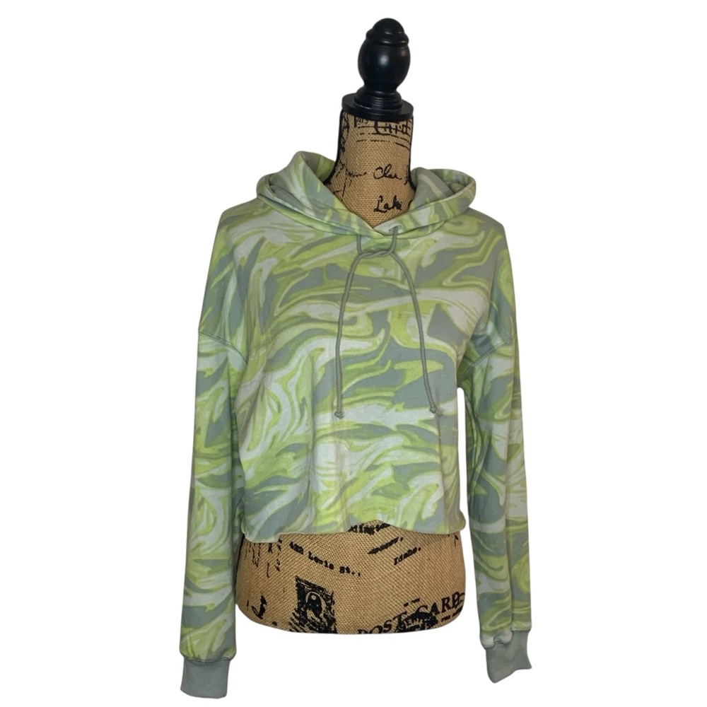 Wild Fable Yellow and Green Tie-Dye with Functional Drawstring Hoodie